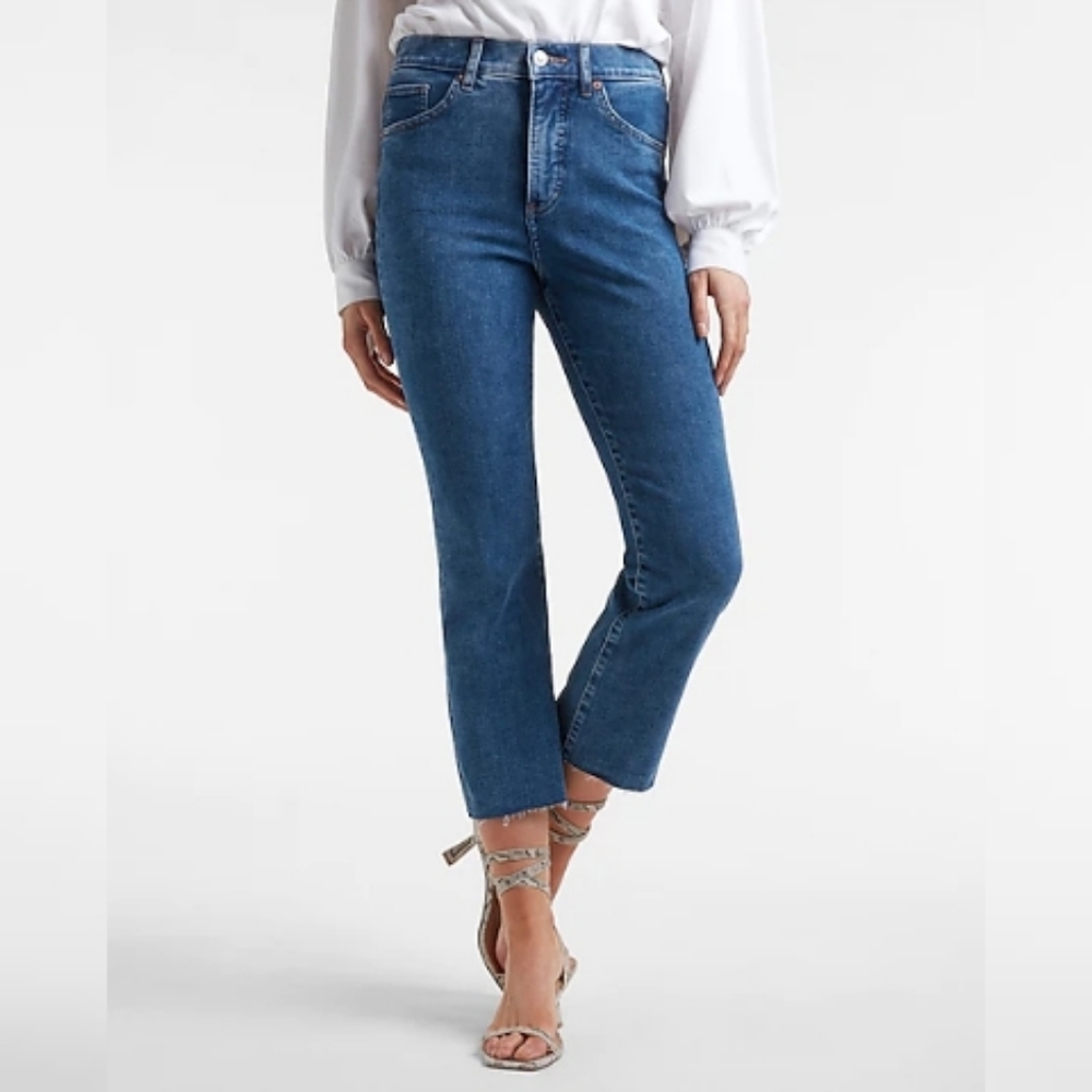 Express High Rise Cropped Flare Jeans